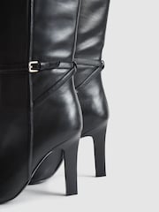 Reiss Black Caitlin Leather Knee High Boots - Image 6 of 8
