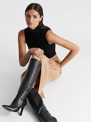 Reiss Black Caitlin Leather Knee High Boots - Image 7 of 8