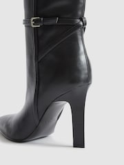 Reiss Black Caitlin Leather Knee High Boots - Image 8 of 8
