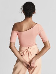 Reiss Pink Olive Off Shoulder Asymmetric Top - Image 5 of 6