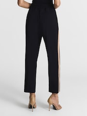 Reiss Navy Frazer Taper Tapered Side Stripe Trousers - Image 5 of 7