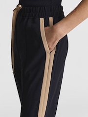Reiss Navy Frazer Taper Tapered Side Stripe Trousers - Image 6 of 7