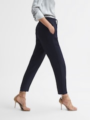 Reiss Navy Hailey Petite Tapered Pull On Trousers - Image 1 of 7