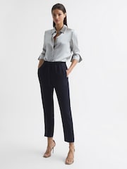 Reiss Navy Hailey Petite Tapered Pull On Trousers - Image 3 of 7