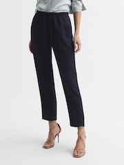 Reiss Navy Hailey Petite Tapered Pull On Trousers - Image 6 of 7