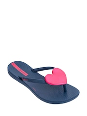 Ipanema Blue Metallic Oversized Heart Flip Flops - Image 1 of 1
