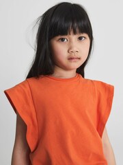 Reiss Orange Jude Junior Ruffle Shoulder T-Shirt - Image 1 of 6