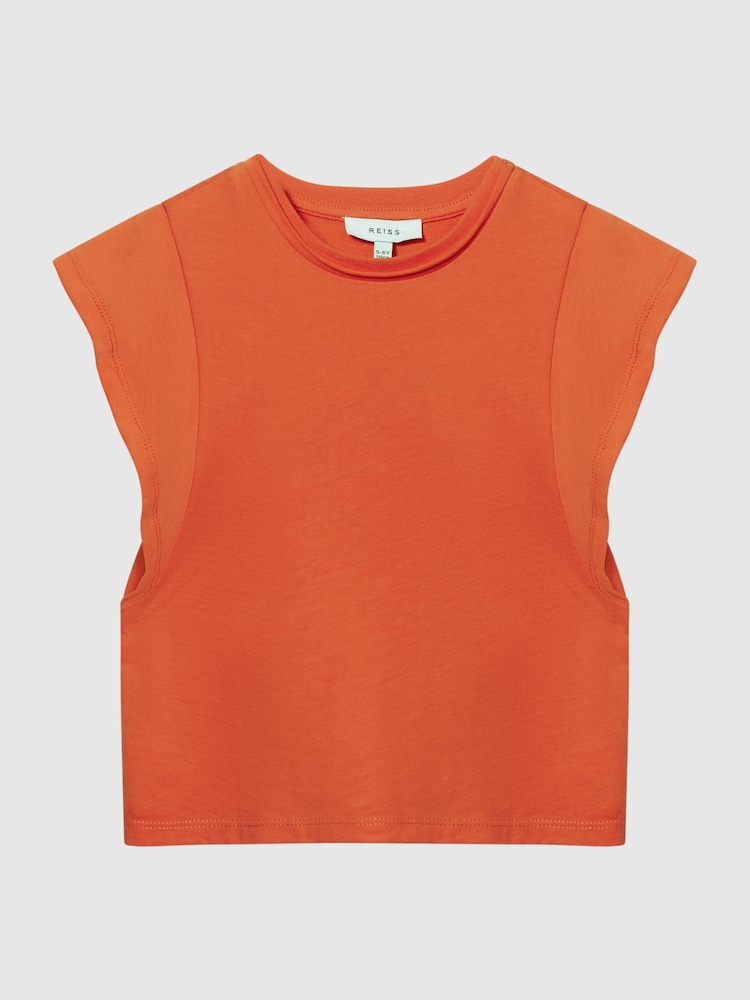 Reiss Orange Jude Junior Ruffle Shoulder T-Shirt - Image 2 of 6