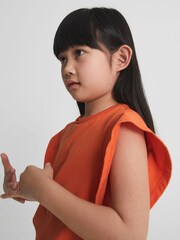 Reiss Orange Jude Junior Ruffle Shoulder T-Shirt - Image 4 of 6