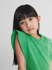 Reiss Green Jude Jr Ruffle Shoulder T-shirt - Image 1 of 6