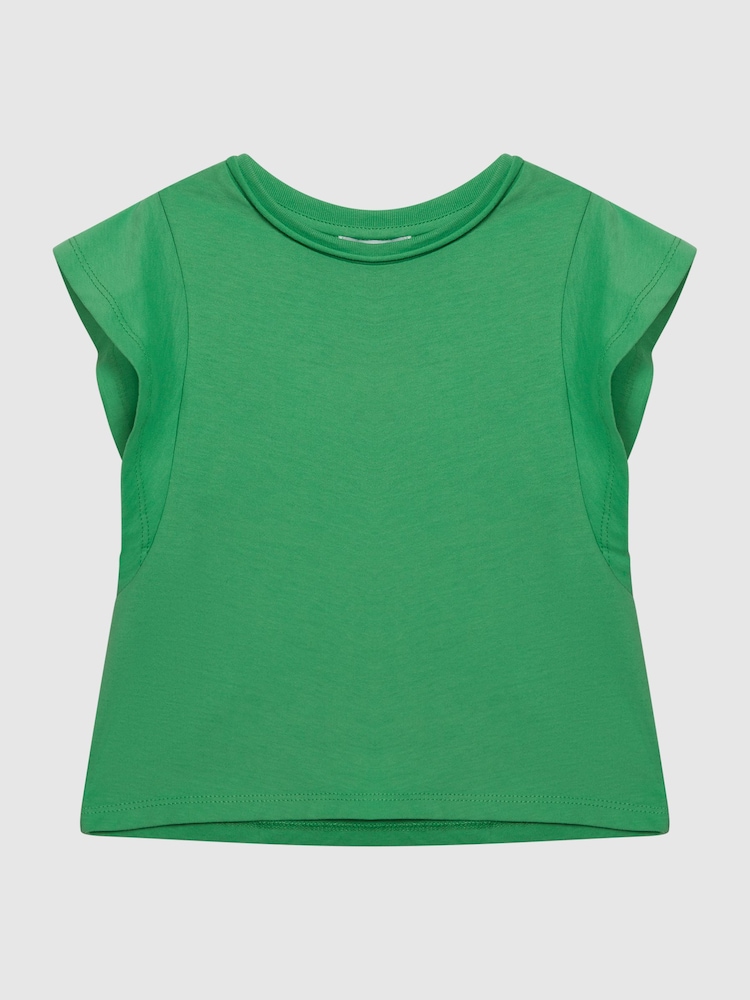 Reiss Green Jude Jr Ruffle Shoulder T-shirt - Image 2 of 6
