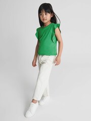 Reiss Green Jude Jr Ruffle Shoulder T-shirt - Image 3 of 6