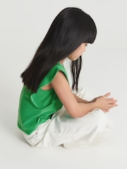 Reiss Green Jude Jr Ruffle Shoulder T-shirt - Image 4 of 6