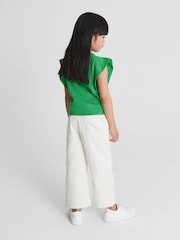 Reiss Green Jude Jr Ruffle Shoulder T-shirt - Image 5 of 6
