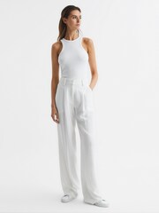 Reiss White Mirabel Ribbed Jersey Racer Tank Top - Image 3 of 6