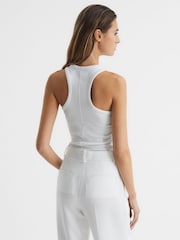 Reiss White Mirabel Ribbed Jersey Racer Tank Top - Image 5 of 6