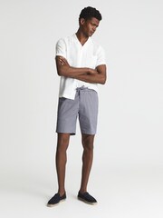 Reiss Blue Arch Striped Seersucker Shorts - Image 3 of 5