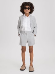 Reiss Soft Blue Barr 3-9 yrs Single Breasted Seersucker Blazer - Image 1 of 4