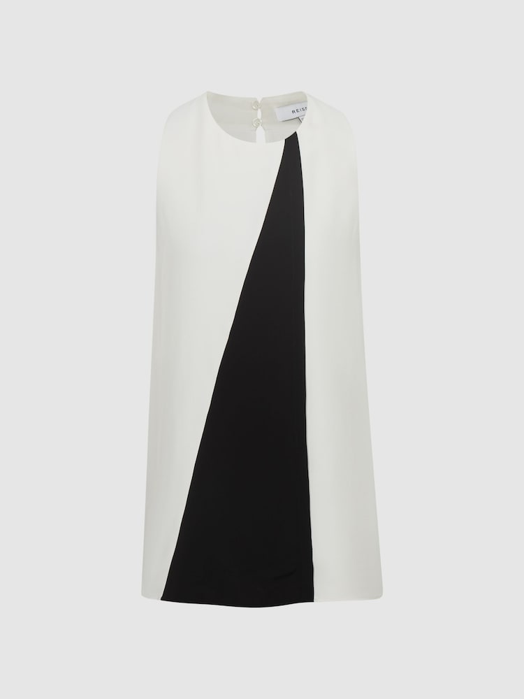 Reiss Black/White Sharon Colourblock Sleeveless Top - Image 2 of 5
