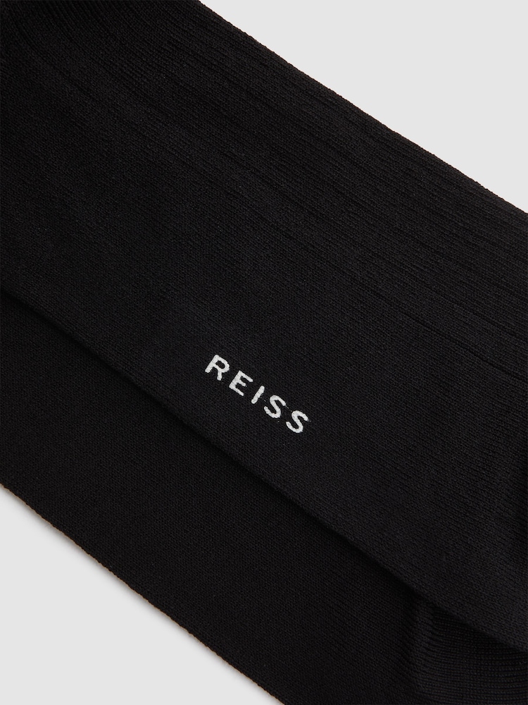 Reiss Black Fela Ribbed Socks - Image 4 of 4