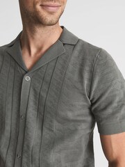Reiss Sage Jacob Cuban Collar Stitch Interest Shirt - Image 4 of 5