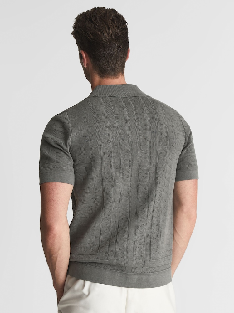 Reiss Sage Jacob Cuban Collar Stitch Interest Shirt - Image 5 of 5