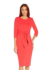 Adrianna Papell Red Knit Crepe Tie Waist Sheath Dress - Image 1 of 6