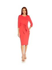 Adrianna Papell Red Knit Crepe Tie Waist Sheath Dress - Image 4 of 6