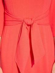 Adrianna Papell Red Knit Crepe Tie Waist Sheath Dress - Image 5 of 6