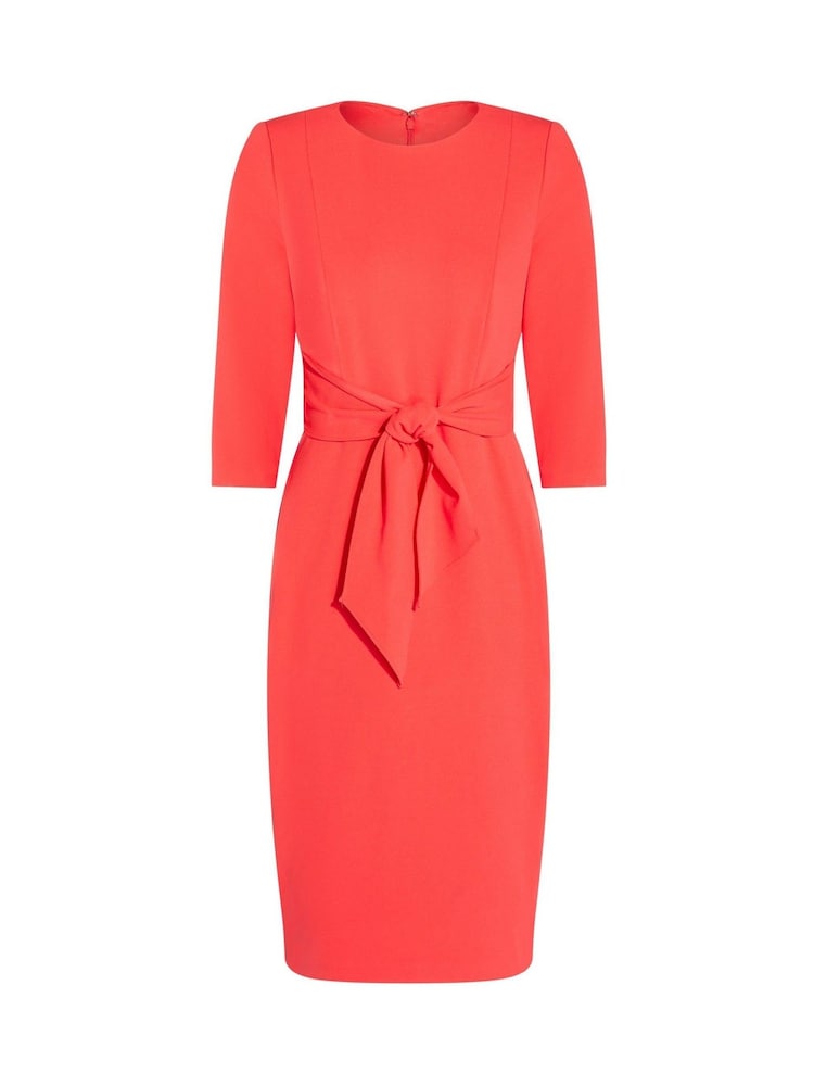 Adrianna Papell Red Knit Crepe Tie Waist Sheath Dress - Image 6 of 6