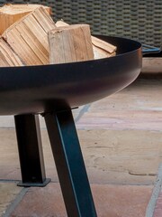 Rowlinson Black Garden Portland Steel Fire Pit - Image 4 of 5