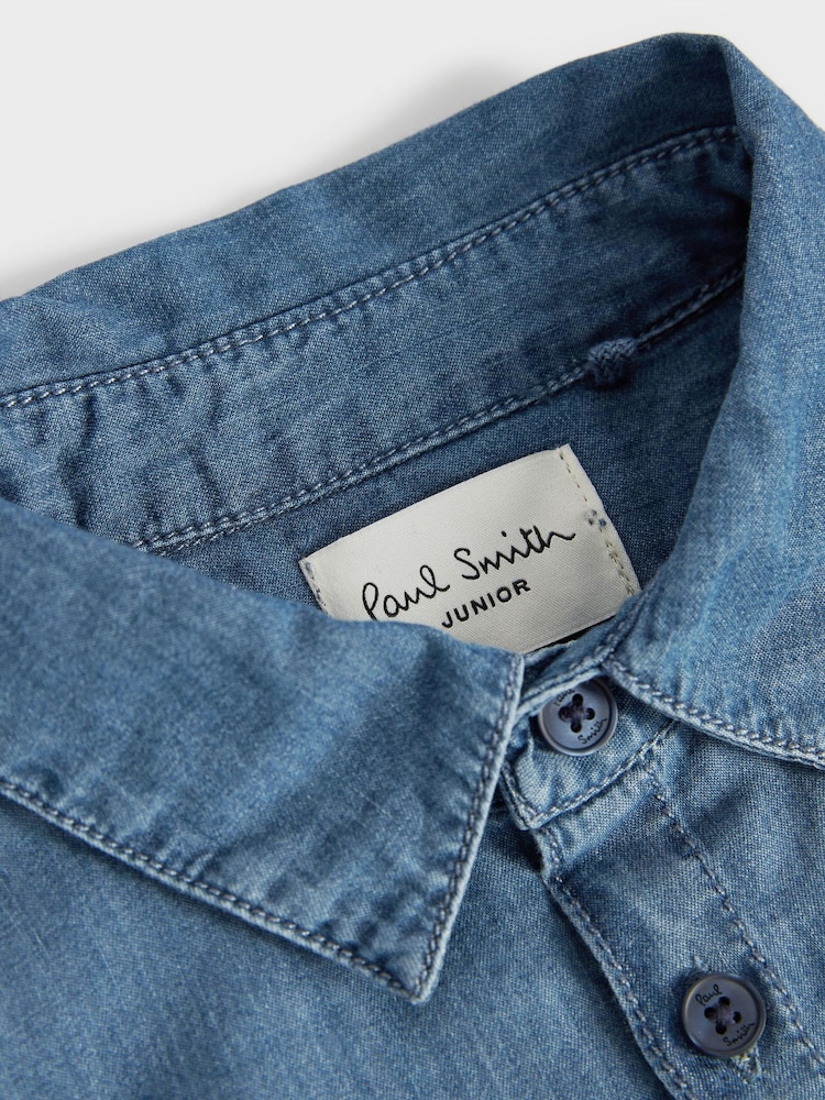 Paul Smith Junior Boys Chambray Blue Shirt - Image 7 of 8