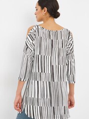 JD Williams Black Cold Shoulder 3/4 Sleeve Tunic - Image 2 of 3