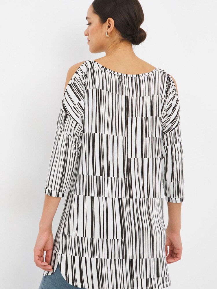 JD Williams Black Cold Shoulder 3/4 Sleeve Tunic - Image 2 of 3