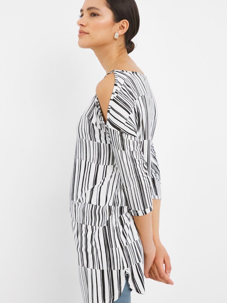 JD Williams Black Cold Shoulder 3/4 Sleeve Tunic - Image 3 of 3