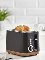 Black Bronx Wood Effect 2 Slice Toaster - Image 1 of 4