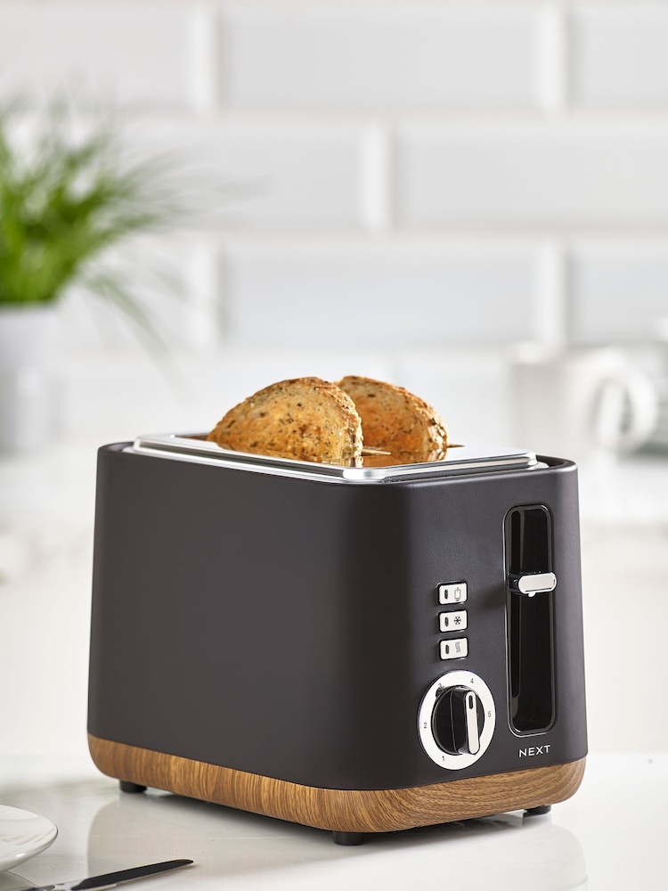 Black Bronx Wood Effect 2 Slice Toaster - Image 1 of 4