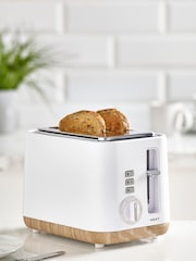 White Bronx Wood Effect 2 Slice Toaster - Image 1 of 4