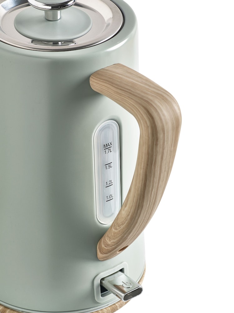 Sage Green Bronx Wood Effect Kettle - Image 2 of 5
