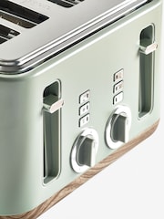 Sage Green Bronx Wood Effect 4 Slice Toaster - Image 2 of 6