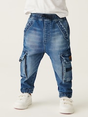 Mid Blue Denim Comfort Cargo Jeans (3mths-7yrs) - Image 1 of 5