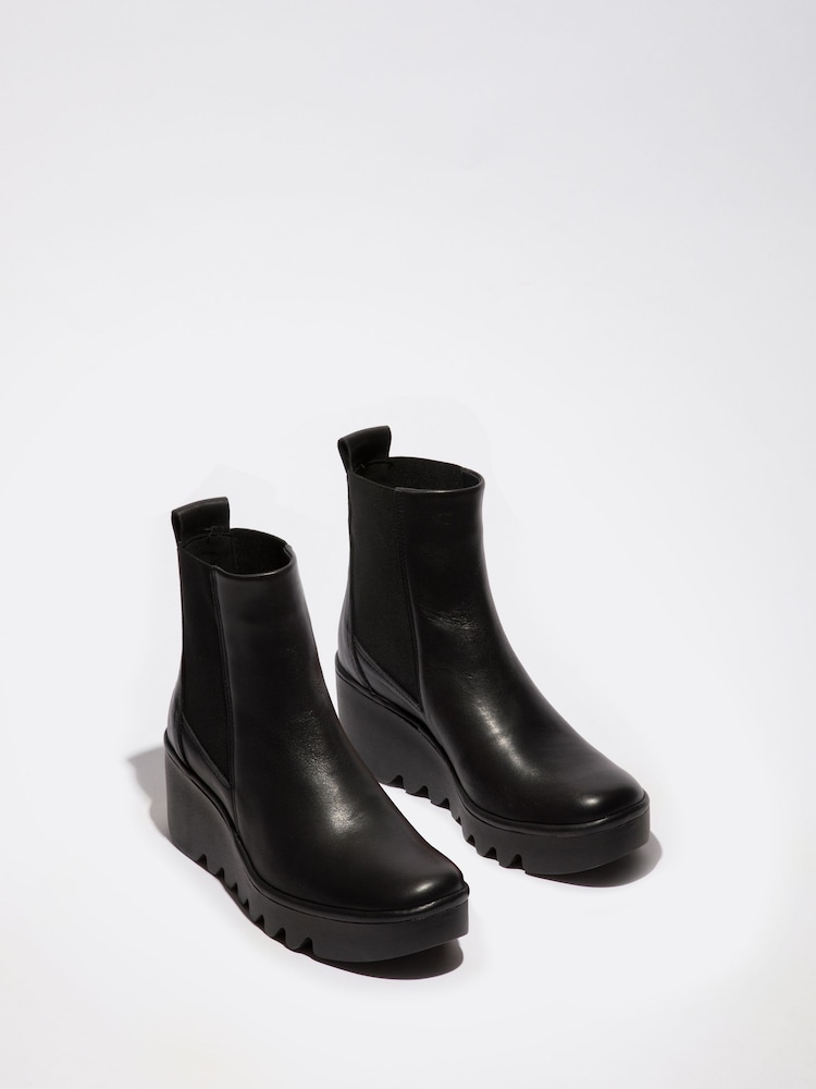 Fly London Bagu Black Wedge Boots - Image 2 of 4