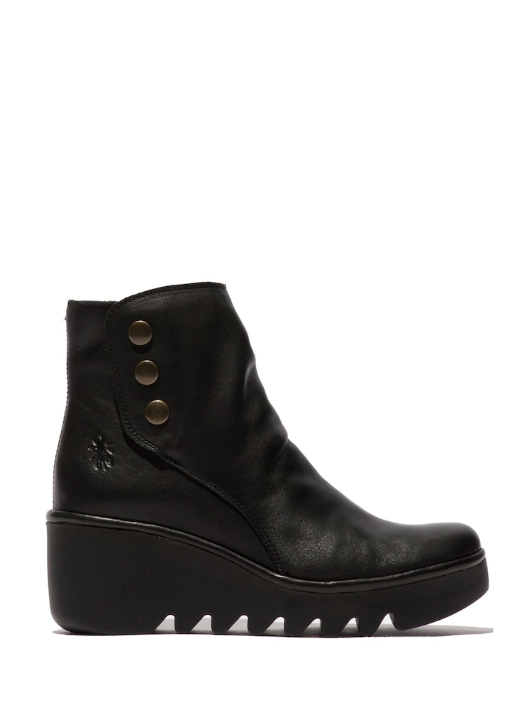 Fly London Brom Black Wedge Boots - Image 1 of 4