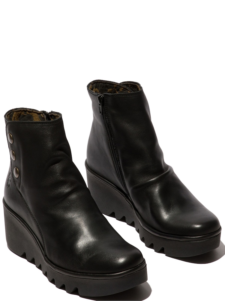 Fly London Brom Black Wedge Boots - Image 2 of 4
