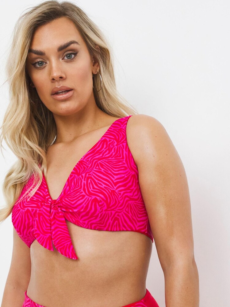 Simply Be Red/Pink Mix And Match Reversible Bikini Top - Image 1 of 1