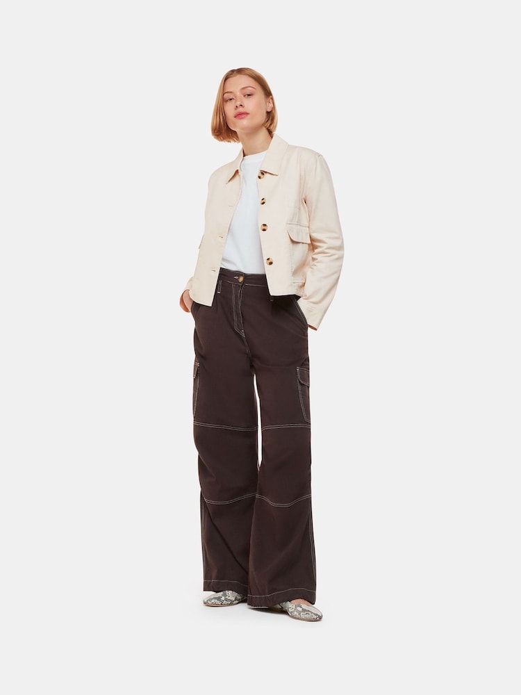Whistles Cream 100% Cotton Marie Casual Jacket - Image 1 of 5