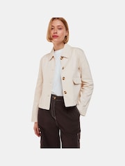 Whistles Cream 100% Cotton Marie Casual Jacket - Image 3 of 5