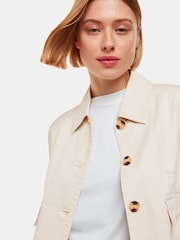 Whistles Cream 100% Cotton Marie Casual Jacket - Image 4 of 5