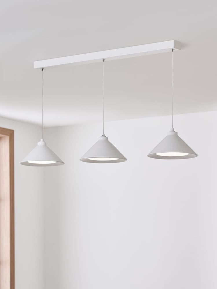 Jasper Conran London White 3 Light Triangle Pendant Ceiling Light With Diffuser - Image 1 of 1