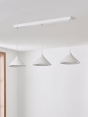 Jasper Conran London White 3 Light Triangle Pendant Ceiling Light With Diffuser - Image 2 of 8